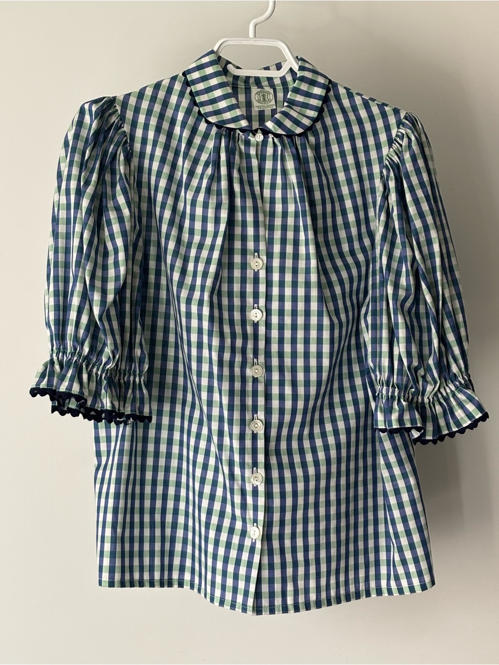 Vintage Tostmann Trachten Blouse Gingham Dirndl Puff Sleeve Cottagecore Top 38